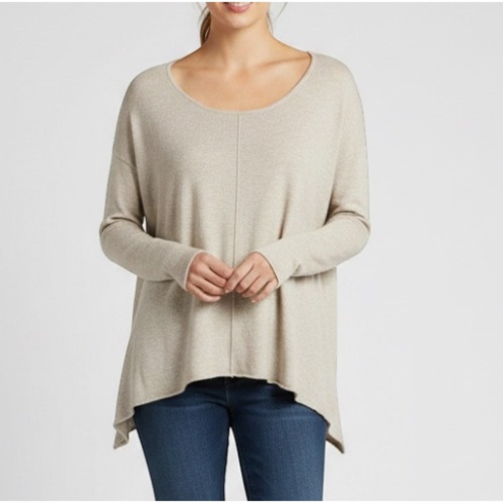 CC CALIFORNIA Super Soft ASYMMETRIC HEM SWEATER TOP High-Low NATURAL BEIGE sz S